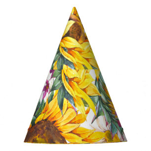 Sunflower Vintage: Summer Yellow Bloom. Party Hat
