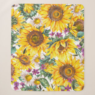 Sunflower Vintage: Summer Yellow Bloom. Sherpa Blanket
