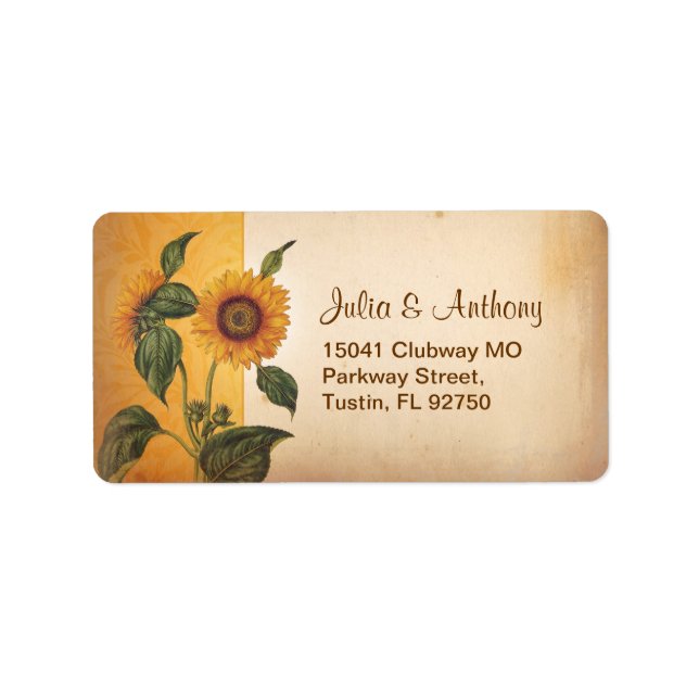 sunflower vintage wedding address labels (Front)