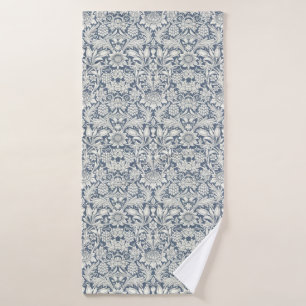 Sunflower Vintage William Morris Floral Blue White Bath Towel