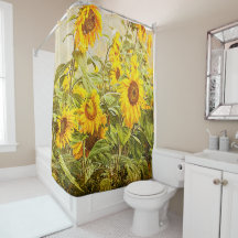HozYi 12Pcs Yellow Sunflower Shower Curtain Rings Hooks Decorative Home Bathroom Stainless Steel Resin Pendants Bath Decor Accessories 