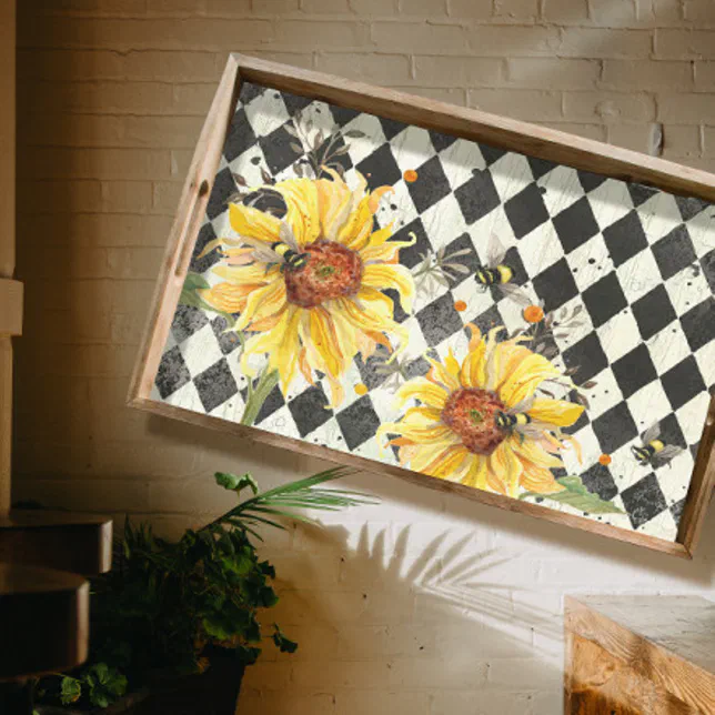 Sunflower w Bees Black Ephemera Decoupage Left Tissue Paper | Zazzle