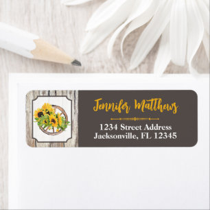 Sunflower, Wagon Wheel Bridal Shower Address Label
