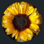 Sunflower Wall Clock<br><div class="desc">This home decor item features a photo of a cheerful yellow and brown sunflower. It's sure to brighten up any room.</div>