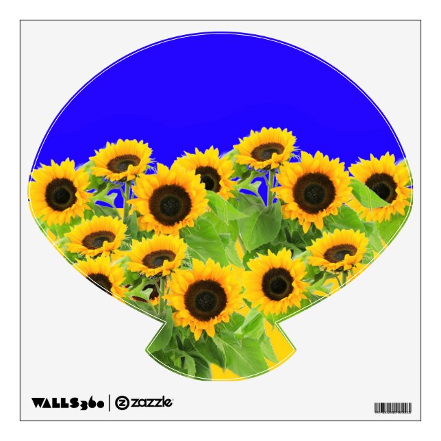 Sunflower Wall Decal Ukrainian Flag Colors (Front)
