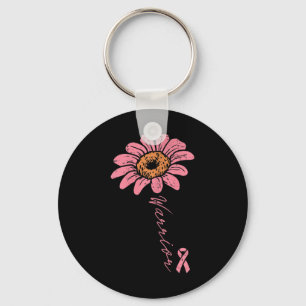 Sunflower Warrior Pink Ribbon Breast Cancer Awaren Keychain