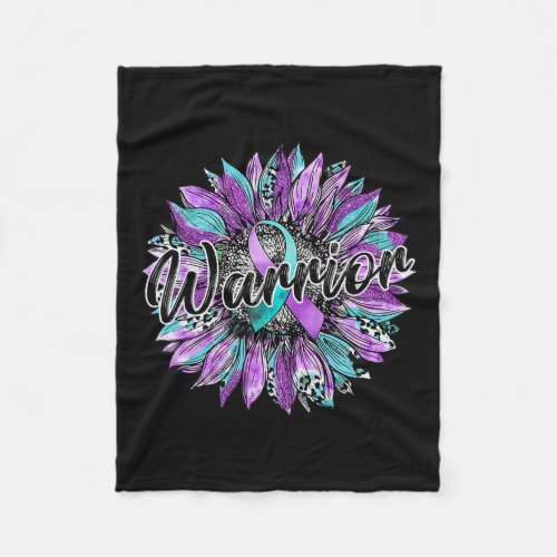 Sunflower Warrior Teal And Purple Suicide Awarenes Fleece Blanket