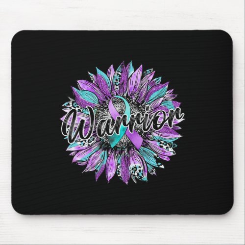 Sunflower Warrior Teal And Purple Suicide Awarenes Mouse Pad