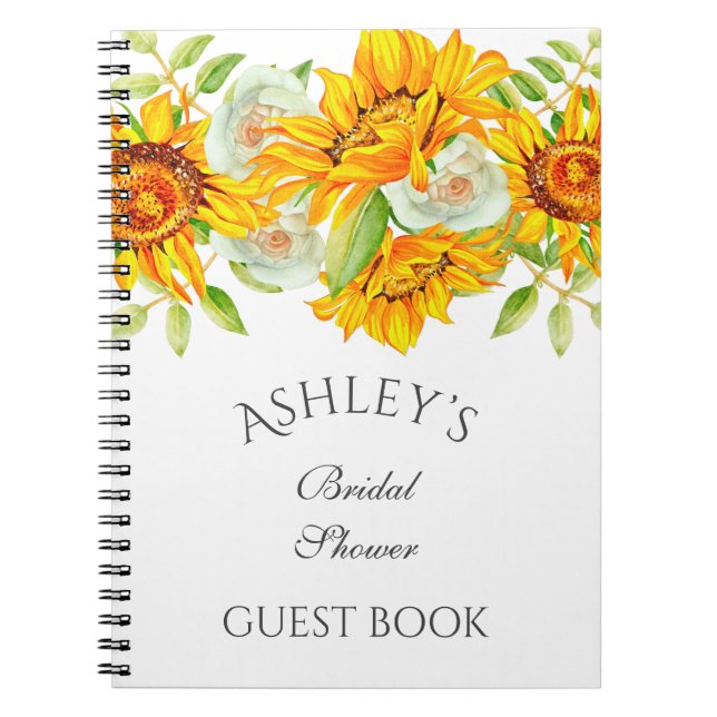 Sunflower Watercolo Floral Personalized Guest Book (Front)
