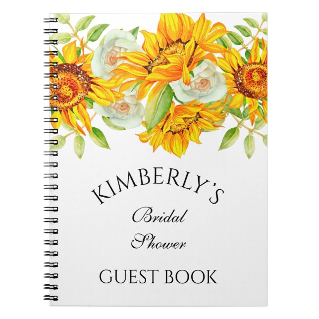Sunflower Watercolo Floral Personalized Guest Book (Front)