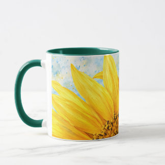 Sunflower Watercolor Art Mug - Green