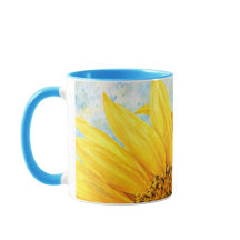 Sunflower Watercolor Art Mug - Sky Blue