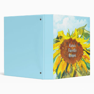 Sunflower Watercolor Art Recipe Binder