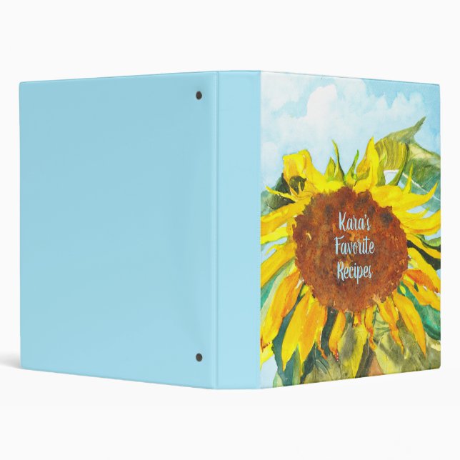 Sunflower Watercolor Art Recipe Binder (Background)