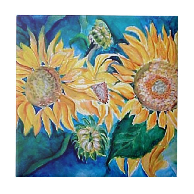 Sunflower Watercolor Art Tile (Front)