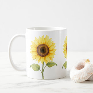 Sunflower Watercolor Artwork — Bright Natural Coffee Mug
