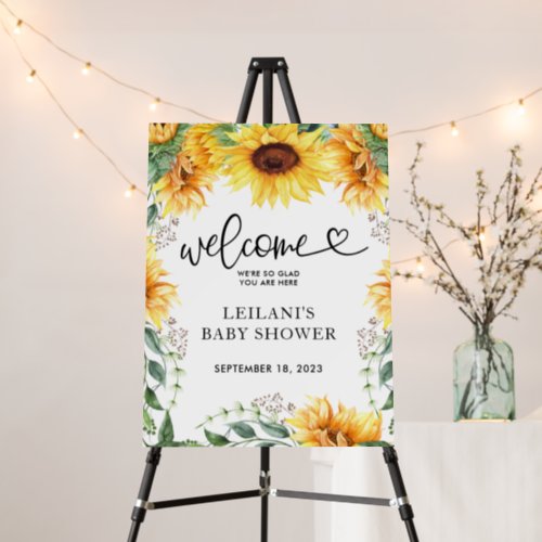 Sunflower Watercolor Baby Shower Welcome Foam Board