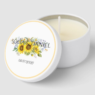 Sunflower watercolor blue wildflower wedding mini candle favors