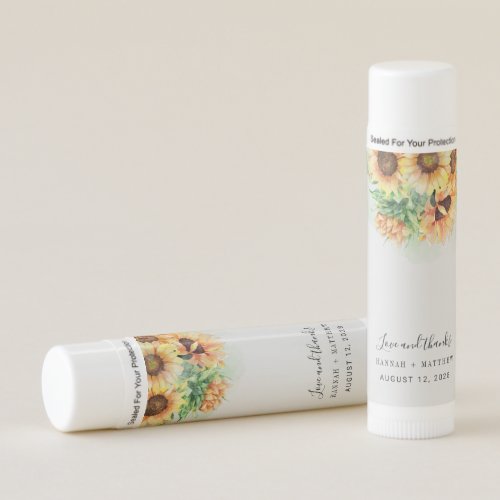 Sunflower Watercolor Blush Rustic Wedding Lip Balm