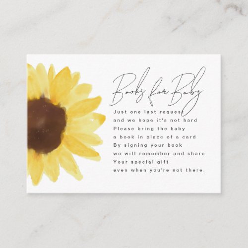 Sunflower Watercolor Books for Baby Enclosure Card