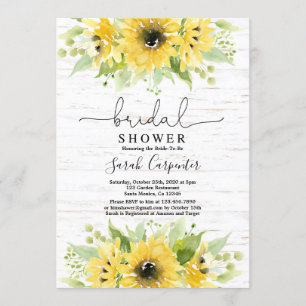 Sunflower watercolor Bridal Shower Invitation