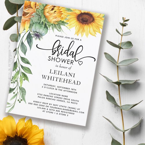 Sunflower Watercolor Bridal Shower Invitation