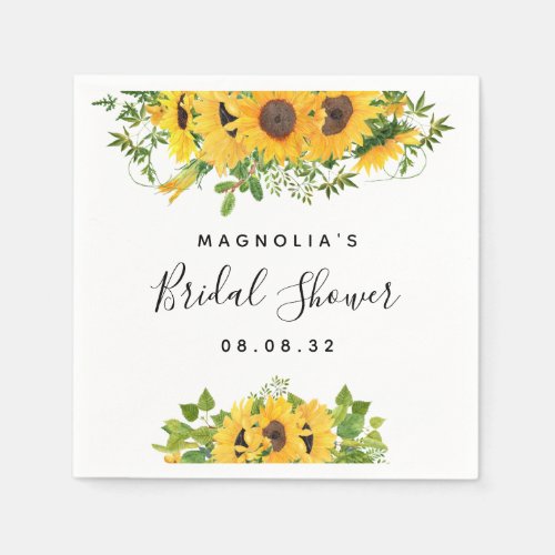 Sunflower Watercolor Bridal Shower  Napkins