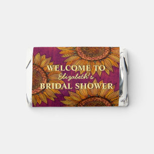Sunflower Watercolor Burgundy Boho Bridal Shower Hershey's Miniatures