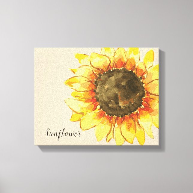Sunflower Watercolor Canvas Print (Front)