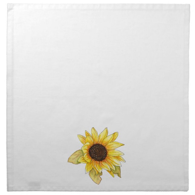 Sunflower watercolor cloth napkin (Front)