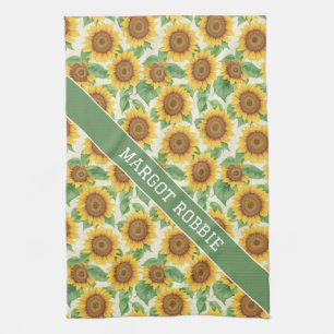 Sunflower Watercolor Colorful Personalized Pattern Kitchen Towel