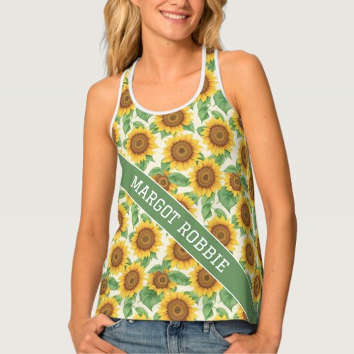 Sunflower Watercolor Colorful Personalized Pattern Tank Top