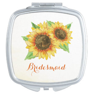 Sunflower Watercolor Compact Mirror