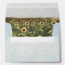 Sunflower Watercolor Country Wedding Envelopes