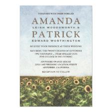 Sunflower Watercolor Country Wedding Invitations