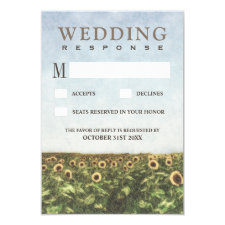 Sunflower Watercolor Country Wedding RSVP Cards