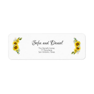 Sunflower watercolor daisy wildflower wedding label