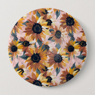 Sunflower Watercolor Design Button