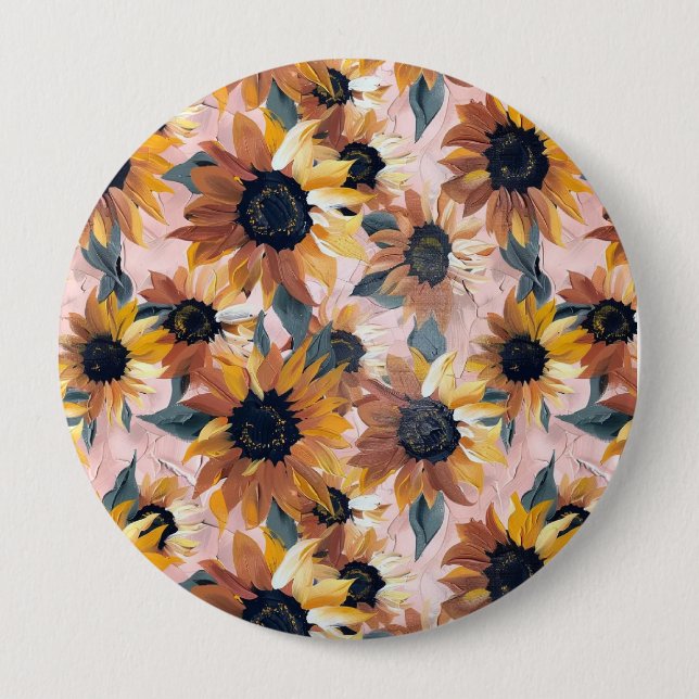 Sunflower Watercolor Design Button (Front)