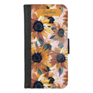Sunflower Watercolor Design iPhone 8/7 Wallet Case