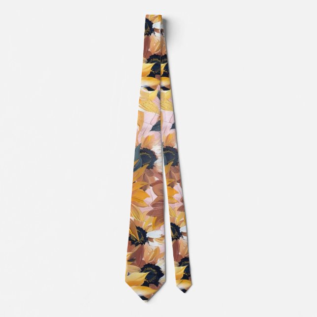 Sunflower Watercolor Design Neck Tie (Front)