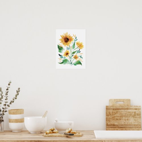 Sunflower watercolor design poster