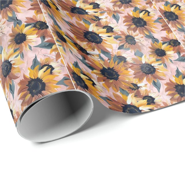 Sunflower Watercolor Design Wrapping Paper (Roll Corner)