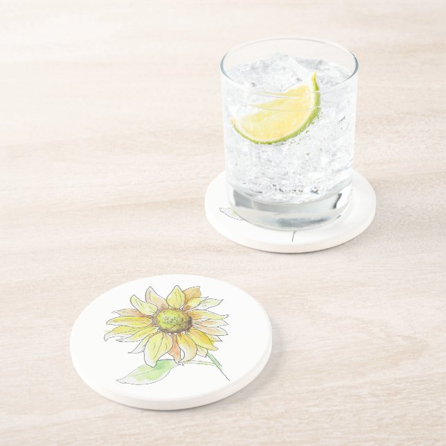Sunflower Watercolor Fall Coaster (Side)