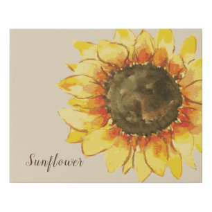 Sunflower Watercolor Faux Canvas Print
