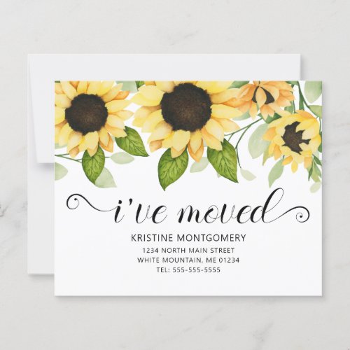 Sunflower Watercolor Floral Budget Moving Card