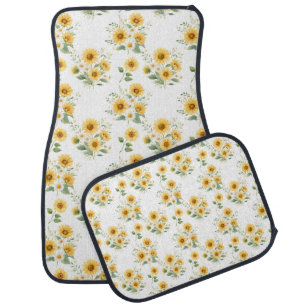 Sunflower Watercolor Floral Car Floor Mat