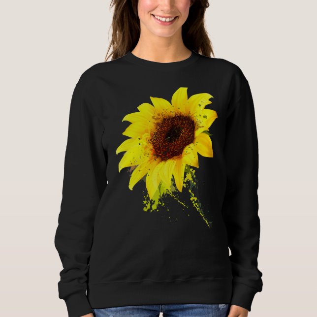 Sunflower Watercolor Floral Graphic Inspirational  Sweatshirt (Front)
