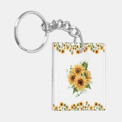 Sunflower  Watercolor –  Floral Graphic Keychain