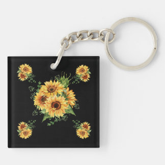 Sunflower  Watercolor –  Floral Graphic Keychain